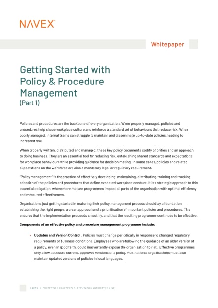 Policy And Procedure Management Policytech Navex Eandc Navex Uk 6607